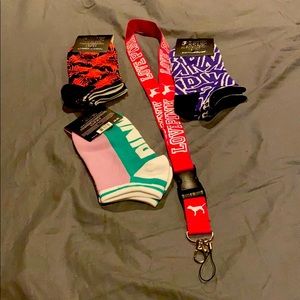 3 pair of socks and 1 lanyard